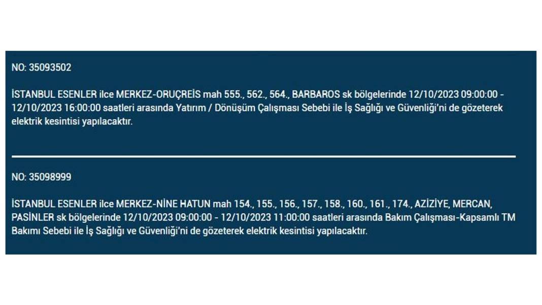 İstanbul'da Elektrik Kesintisi! BEDAŞ, 12 Ekim Perşembe Günü Etkilenecek İlçeleri Açıkladı